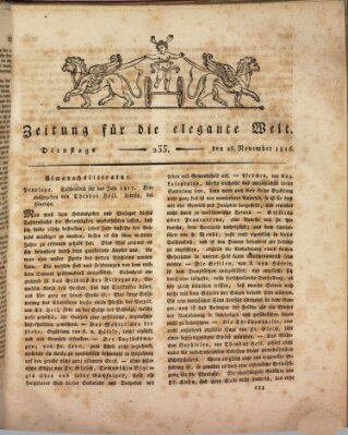 Zeitung für die elegante Welt Dienstag 26. November 1816