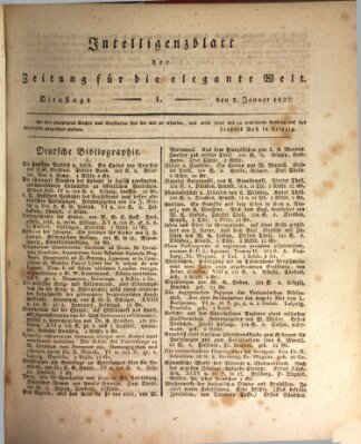 Zeitung für die elegante Welt Dienstag 2. Januar 1827