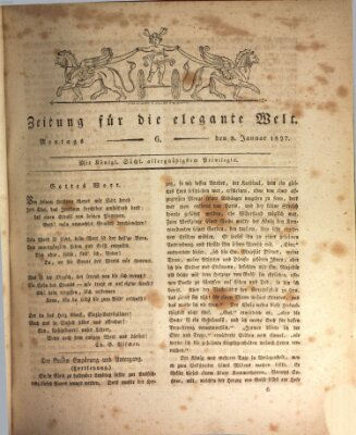 Zeitung für die elegante Welt Montag 8. Januar 1827