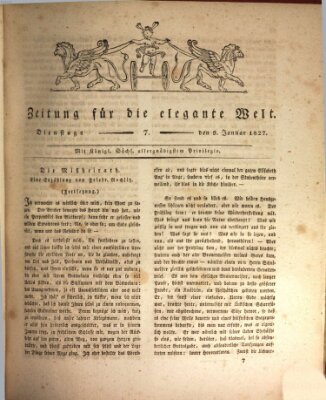 Zeitung für die elegante Welt Dienstag 9. Januar 1827