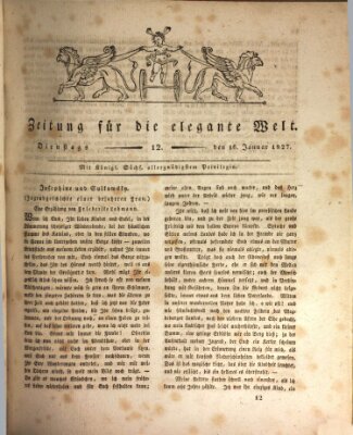 Zeitung für die elegante Welt Dienstag 16. Januar 1827