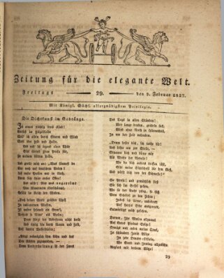 Zeitung für die elegante Welt Freitag 9. Februar 1827