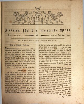 Zeitung für die elegante Welt Freitag 16. Februar 1827