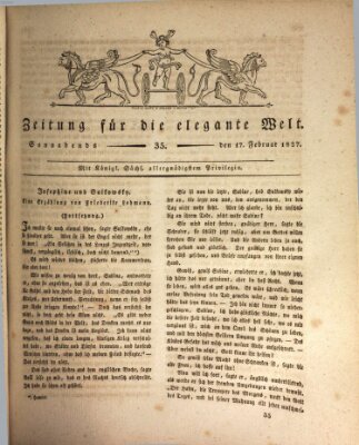 Zeitung für die elegante Welt Samstag 17. Februar 1827