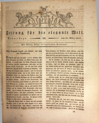 Zeitung für die elegante Welt Donnerstag 22. März 1827