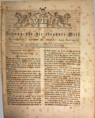 Zeitung für die elegante Welt Dienstag 3. April 1827