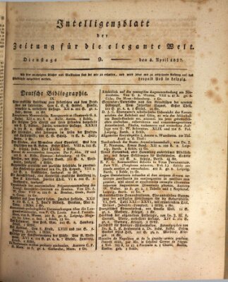 Zeitung für die elegante Welt Dienstag 3. April 1827