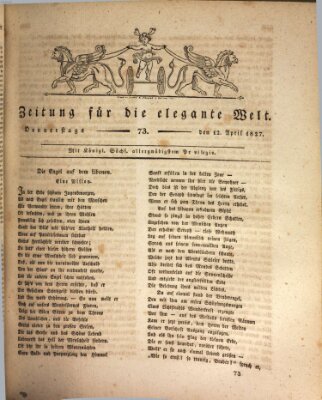 Zeitung für die elegante Welt Donnerstag 12. April 1827