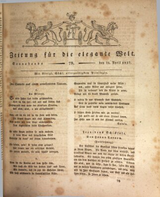 Zeitung für die elegante Welt Samstag 21. April 1827