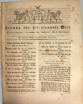 Zeitung für die elegante Welt Donnerstag 26. April 1827