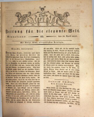 Zeitung für die elegante Welt Samstag 28. April 1827