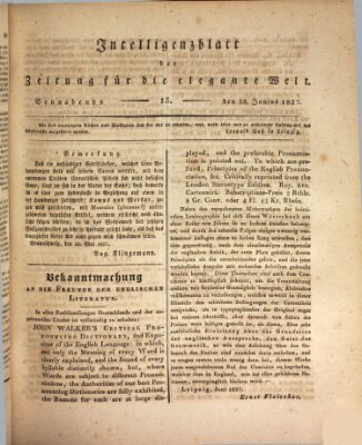 Zeitung für die elegante Welt Samstag 23. Juni 1827