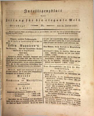 Zeitung für die elegante Welt Dienstag 31. Juli 1827