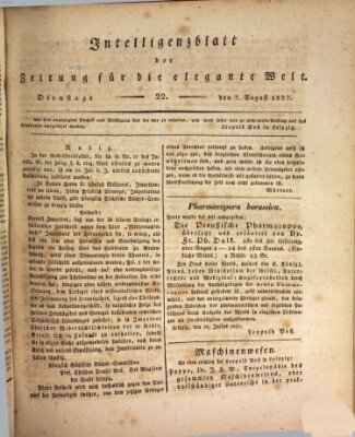 Zeitung für die elegante Welt Dienstag 7. August 1827