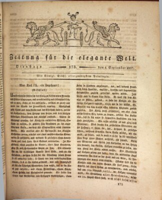 Zeitung für die elegante Welt Dienstag 4. September 1827