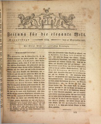 Zeitung für die elegante Welt Donnerstag 13. September 1827