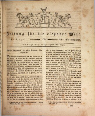 Zeitung für die elegante Welt Freitag 14. September 1827