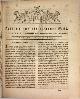 Zeitung für die elegante Welt Dienstag 25. September 1827