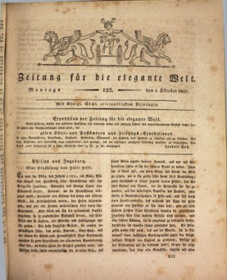 Zeitung für die elegante Welt Montag 1. Oktober 1827