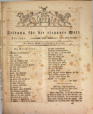 Zeitung für die elegante Welt Freitag 5. Oktober 1827