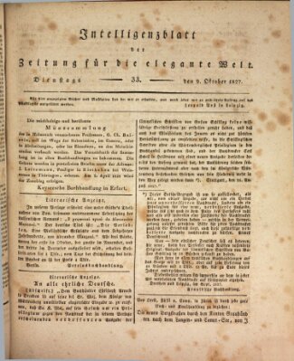 Zeitung für die elegante Welt Dienstag 9. Oktober 1827