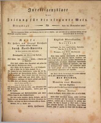 Zeitung für die elegante Welt Dienstag 20. November 1827