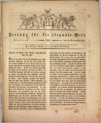 Zeitung für die elegante Welt Freitag 30. November 1827