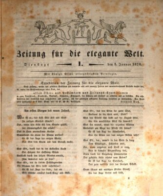 Zeitung für die elegante Welt Dienstag 1. Januar 1828