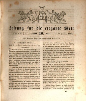 Zeitung für die elegante Welt Dienstag 22. Januar 1828