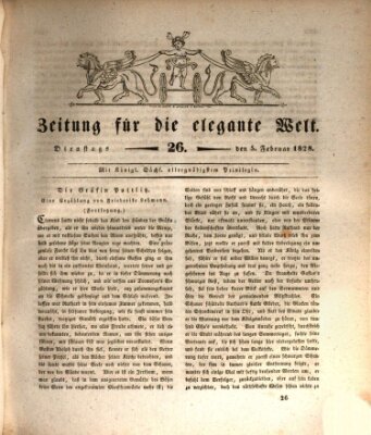 Zeitung für die elegante Welt Dienstag 5. Februar 1828