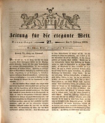 Zeitung für die elegante Welt Donnerstag 7. Februar 1828