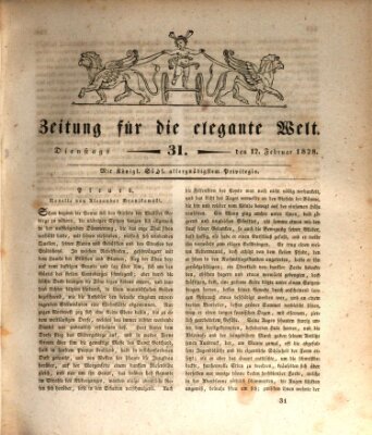 Zeitung für die elegante Welt Dienstag 12. Februar 1828