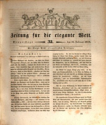 Zeitung für die elegante Welt Donnerstag 14. Februar 1828