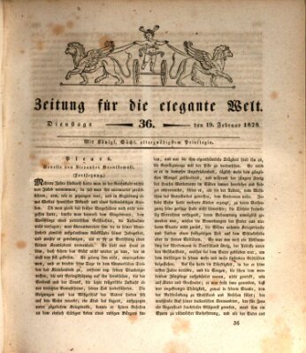 Zeitung für die elegante Welt Dienstag 19. Februar 1828