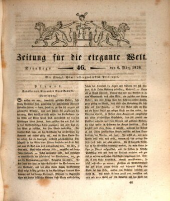 Zeitung für die elegante Welt Dienstag 4. März 1828