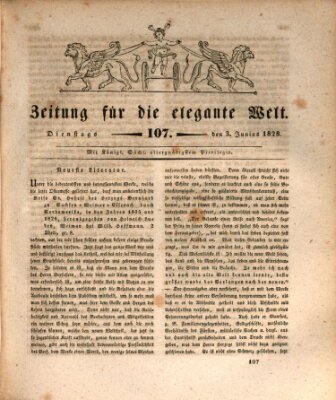 Zeitung für die elegante Welt Dienstag 3. Juni 1828