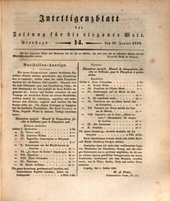 Zeitung für die elegante Welt Dienstag 17. Juni 1828