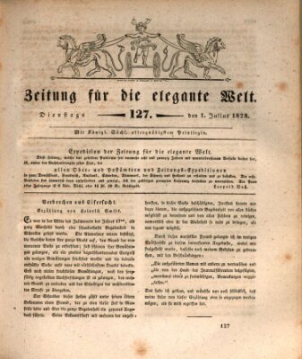 Zeitung für die elegante Welt Dienstag 1. Juli 1828