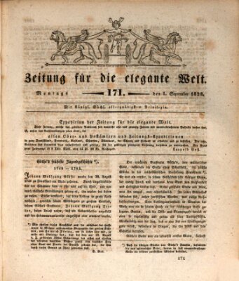 Zeitung für die elegante Welt Montag 1. September 1828