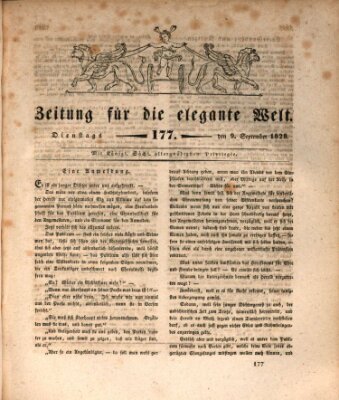 Zeitung für die elegante Welt Dienstag 9. September 1828