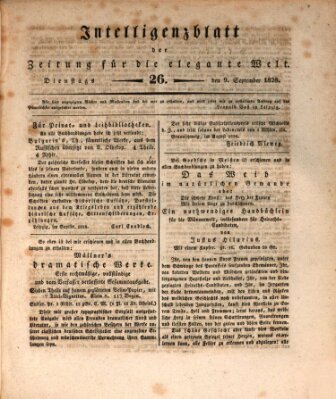 Zeitung für die elegante Welt Dienstag 9. September 1828