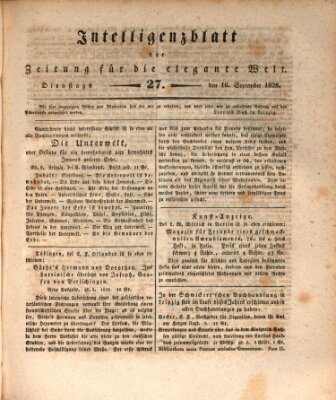 Zeitung für die elegante Welt Dienstag 16. September 1828