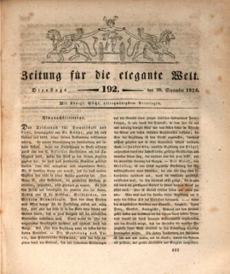 Zeitung für die elegante Welt Dienstag 30. September 1828