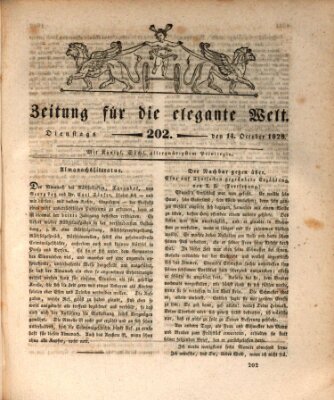 Zeitung für die elegante Welt Dienstag 14. Oktober 1828