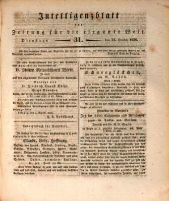 Zeitung für die elegante Welt Dienstag 14. Oktober 1828