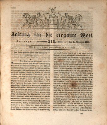 Zeitung für die elegante Welt Freitag 7. November 1828