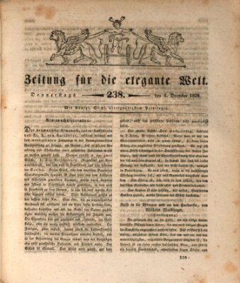 Zeitung für die elegante Welt Donnerstag 4. Dezember 1828