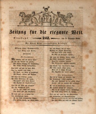 Zeitung für die elegante Welt Dienstag 9. Dezember 1828