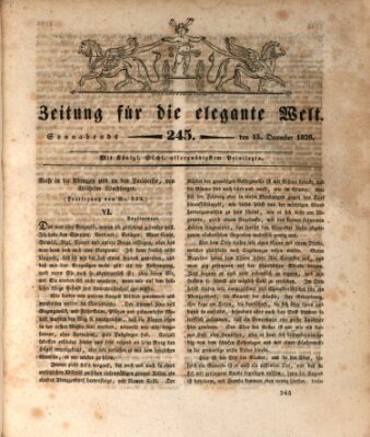 Zeitung für die elegante Welt Samstag 13. Dezember 1828