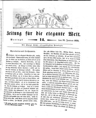 Zeitung für die elegante Welt Montag 19. Januar 1829